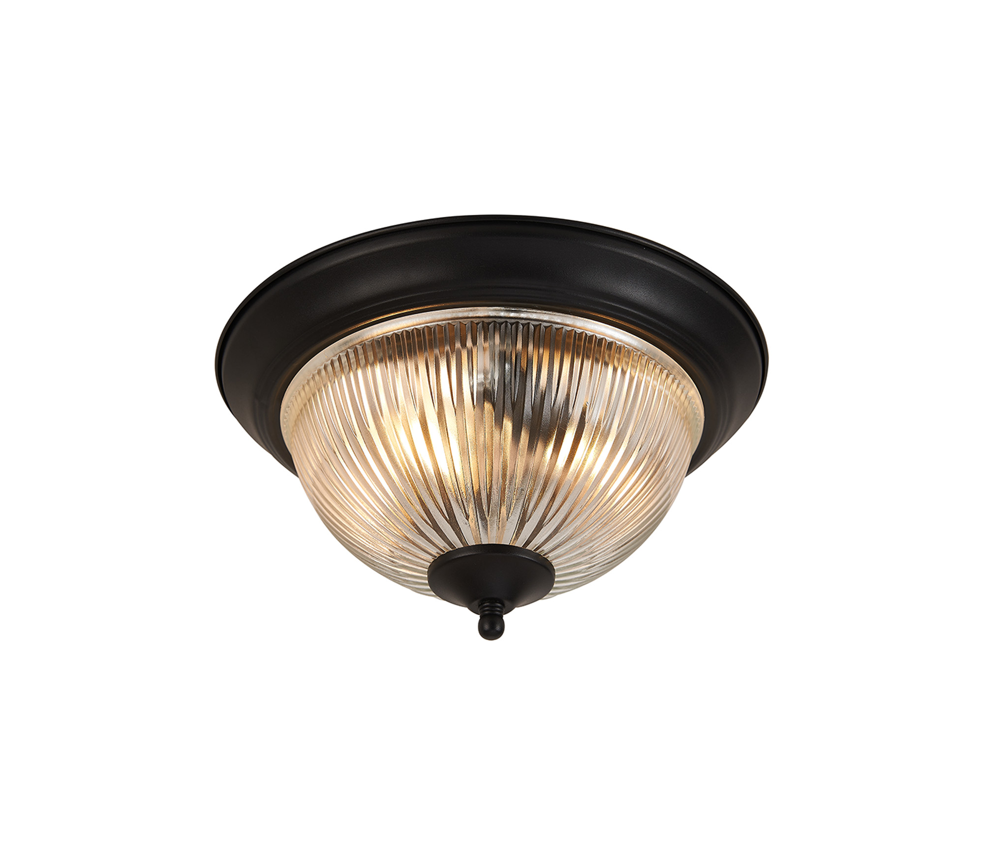 Macy Glass IP44 Flush Ceiling 2 Light Satin Black